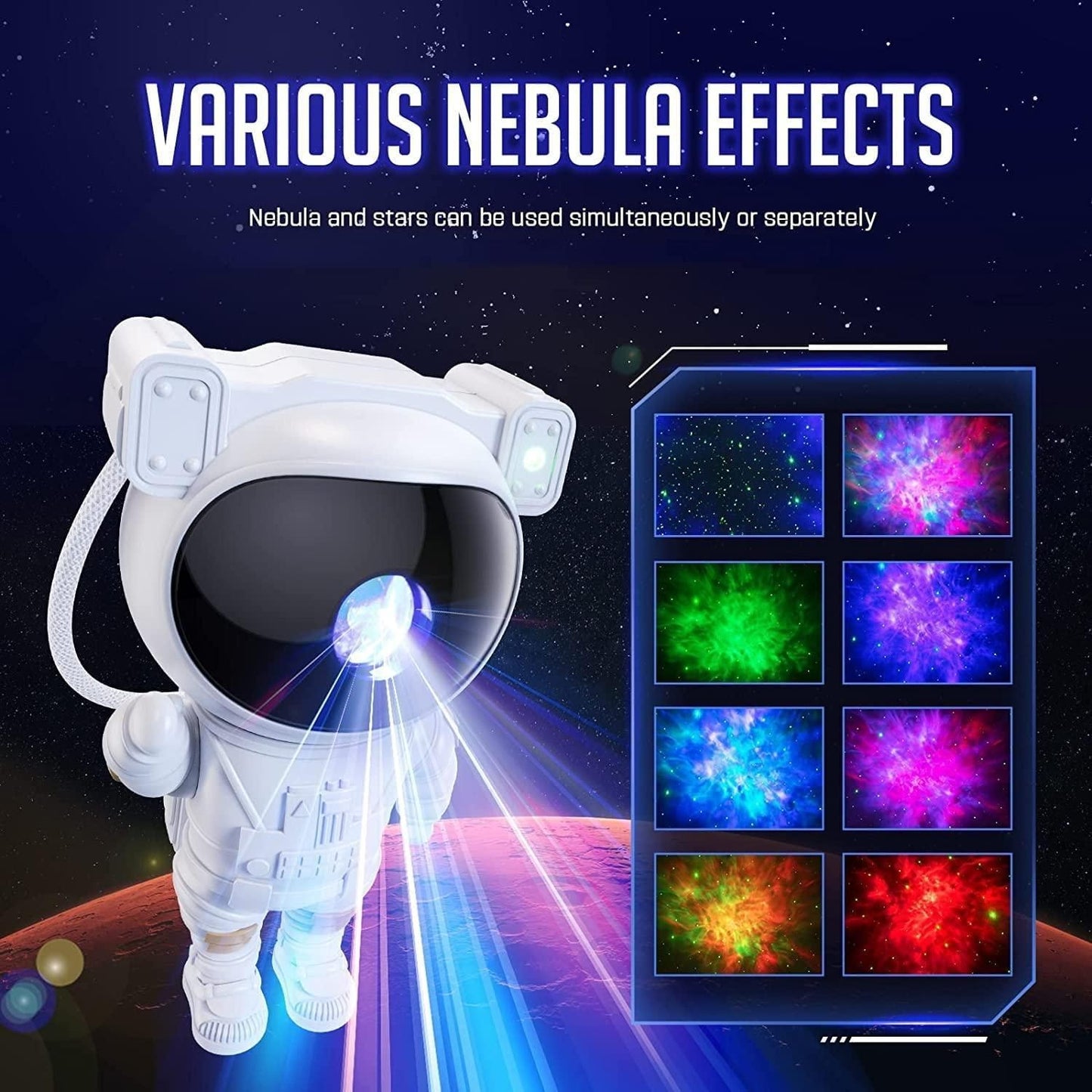Astronaut Galaxy Projector – 360° Rotating Head + Remote Control