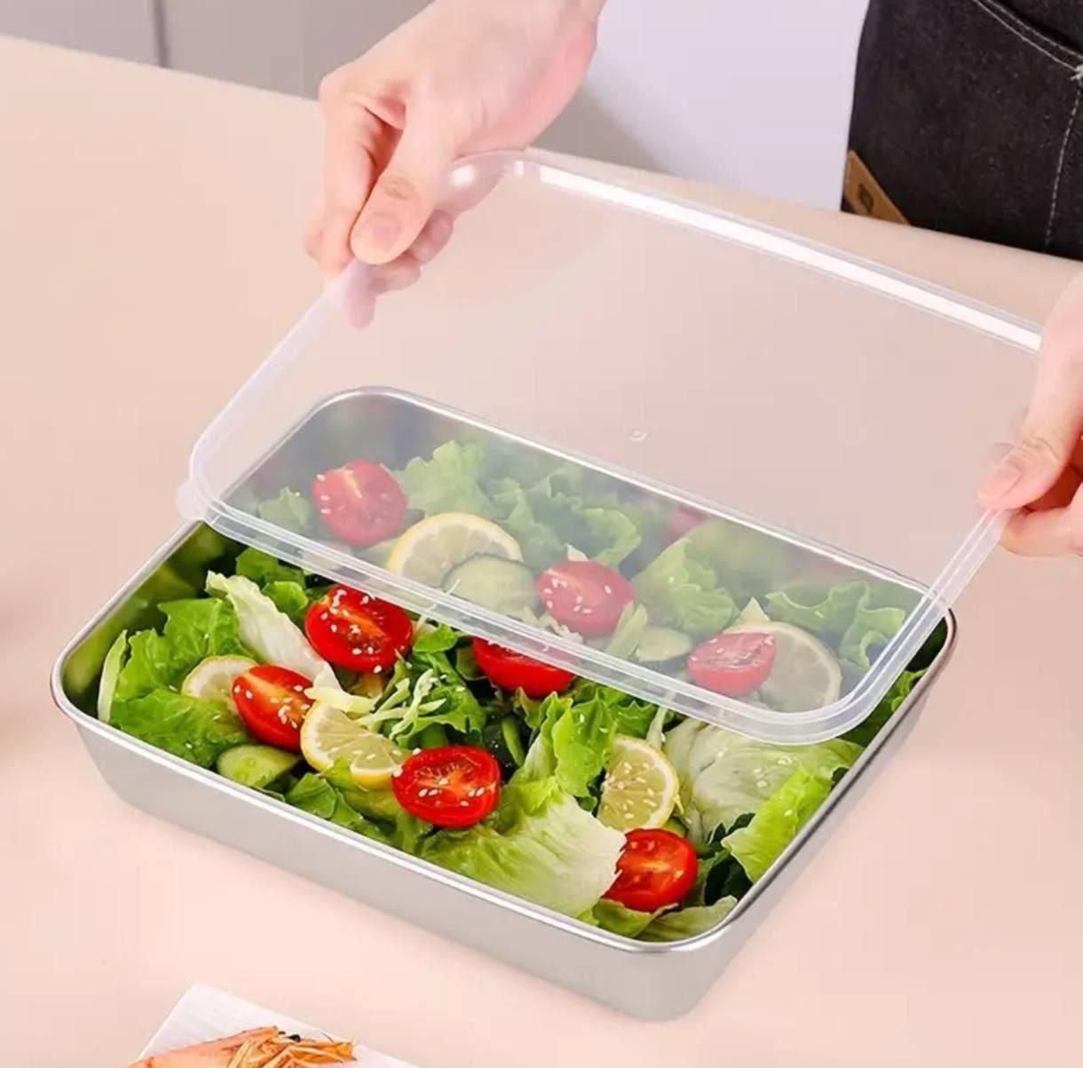 Non Stick Baking Pan Food Storage Box with Cover Pack of 3