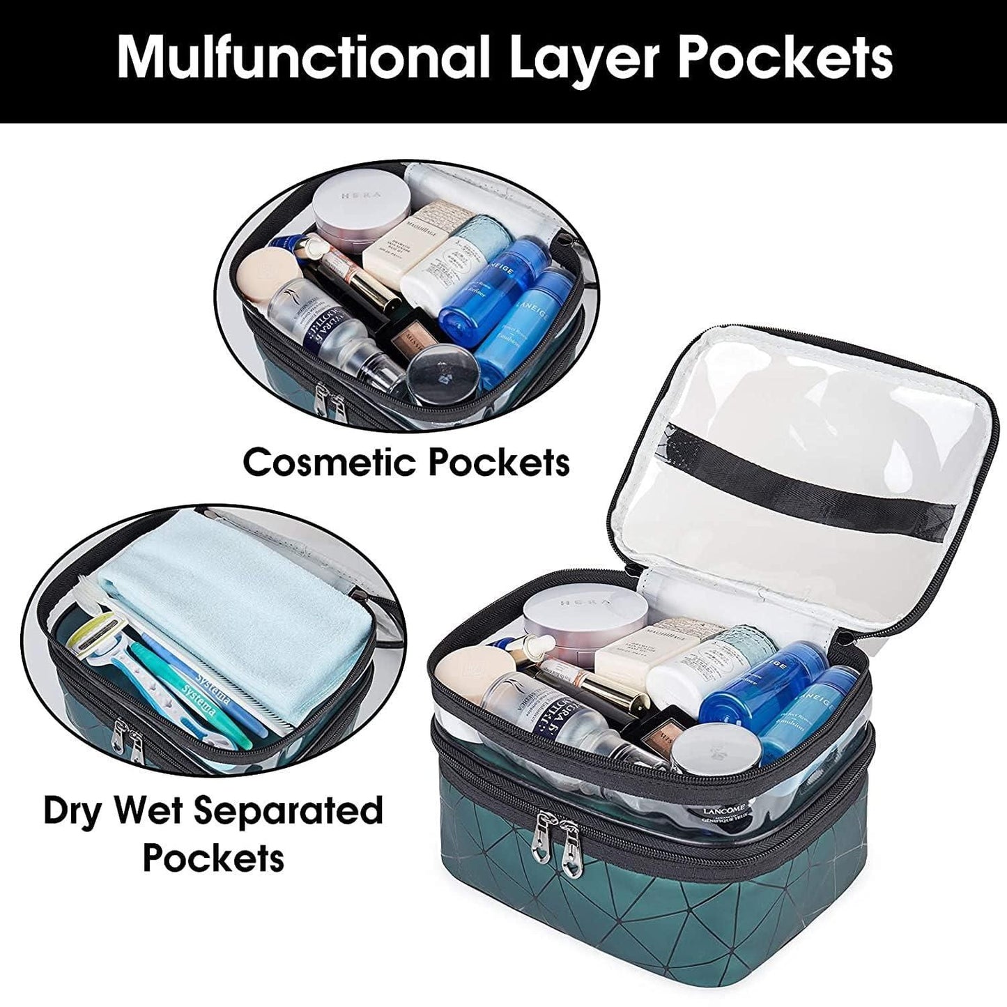2 Layer cosmetic makeup bag