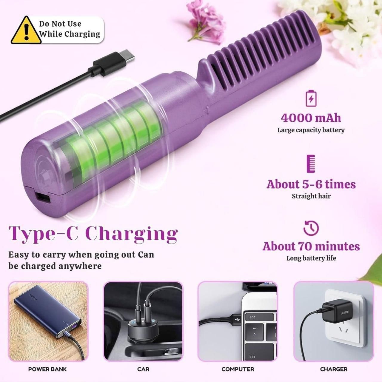 Meneflix Portable Mini Hair Straightener – Cordless & Rechargeable